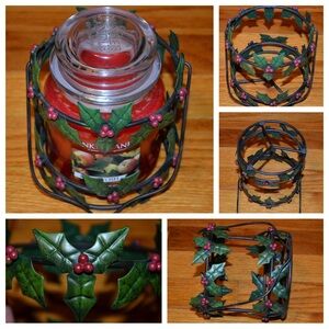 Yankee Candle Holiday Candle Holder with Holly Design